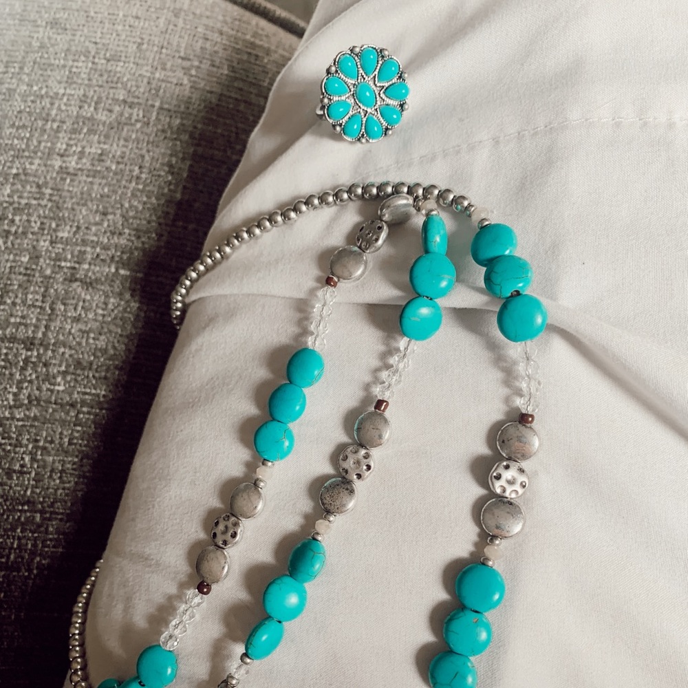 TURQUOISE NECKLACE AND RING SET